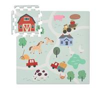 Relaxdays Mat, 21-Piece Baby Puzzle, Playing & Crawling, Farm with Animals, Non-Toxic Foam, Kids, Multicoloured, Plastic, 1 x 89.5 x 89.5 cm