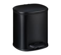 Relaxdays Bathroom Waste, 5 Litre, Soft-Close Cosmetics Trash Can, Matt Finish, 2 Removable Inner Bins, Pedal, Black, Iron, 26 x 20 x 29 cm