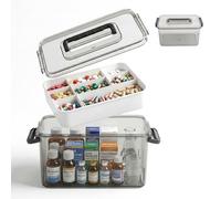 Relaxdays Medicine Box, 8 Compartments, Removable Insert, Medicine Box, Plastic, H x W x D: 17 x 29 x 21 cm, Transparent