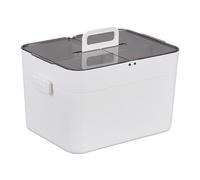 Relaxdays Medicine Storage Box, 5 Compartments, First Aid Organiser, 2 Tiers, Plastic, HWD: 22x28.5x21.5 cm, White/Grey