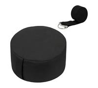 Relaxdays Meditation Cushion Set, with Yoga Strap, Mindfulness, Floor Cushion, Washable Cover, H 13x33 cm, Cotton, Black