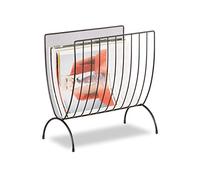 Relaxdays Mesh Newspaper Stand, Metal Newspaper Bin, Freestanding Rack, H x W x D 35 x 34 x 18 cm, Black