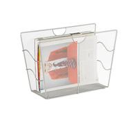 Relaxdays Mesh Newspaper Stand, Metal Newspaper Bin, Freestanding Rack, HWD 27 x 39 x 17 cm, Silver