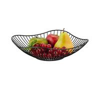 Relaxdays Metal Bowl, Low Wire Basket, HxD: 7.5 x 27 cm, Fruits, Bread & Vegetables, Modern Decor Accessory, Black, Iron
