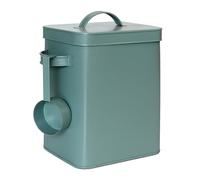 Relaxdays Metal Box, 6.5 L Storage Box with Dosing Aid, Pet Food & Food, Airtight, Washing Powder Can, Green