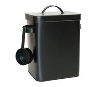 Relaxdays metal box, 6.5 L storage container with scoop, pet food & coffee, airtight, laundry powder tin, black
