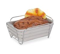 Relaxdays metal lining, square breakfast basket for bread rolls, 17 x 23.5 x 10 cm, grey, Iron