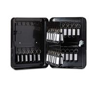 Relaxdays Metal Cabinet, Lockable, 48 Hooks with Key Tags, HWD 25x18x7.5 cm, Black, Iron, One Size