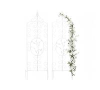Relaxdays Metal Climbing Trellis Set of 2, Freestanding Ivy & Roses, 116 x 35 cm, White