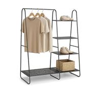 Relaxdays Metal Clothes Rack, 5 Shelves, Hanging Rail, for Hallway & Bedroom, HWD: 150x100x39 cm, Open Wardrobe, Black, Iron