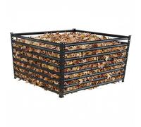 Relaxdays Metal Compost Bin Garden Composter, 120x120x90cm, 1296L, Galvanized Steel, Black