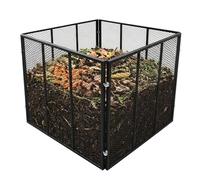 Relaxdays Metal Compost Bin, Garden Waste Container, 80x100x100cm, 800L, Steel Mesh, Black