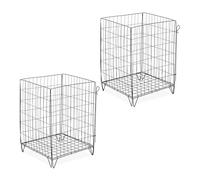Relaxdays Metal Compost Bin, Set of 2, Grid and Legs, HxWxD: 68x46x46 cm, Wire Composter, Garden Waste, Steel, Black