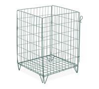 Relaxdays Metal Bin, Bottom Grid and Legs, HxWxD: 68 x 46 x 46 cm, Wire Composter for Garden Waste, Steel, Green
