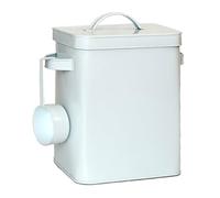 Relaxdays metal container, 6.5 L storage box with measuring scoop, airtight for pet food & pantry items, white