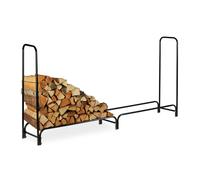 Relaxdays Firewood Rack, Extra Wide, Metal Wood Rack, HWD 122 x 245 x 40cm, Black