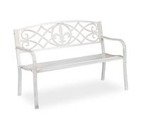 Relaxdays Metal garden bench in white