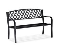Relaxdays Metal Garden Bench with Wicker Design