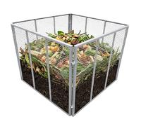 Relaxdays Metal Garden Composter, Leaf & Yard Waste, 800L, Galvanised Steel Mesh, Grey, 80x100x100cm