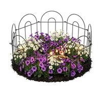 Relaxdays Metal Garden Fence, 6 Modular Arched Elements, HxW: 45x240 cm, Garden Bed Edging, Black