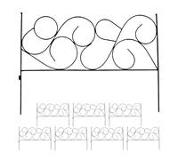 Relaxdays Metal Garden Fence, 8 Modular Panels, Art Nouveau Style, 50x400 cm, Push-In Bed Edging, Black