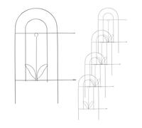 Relaxdays Metal Garden Fence, Set of 5 Elements with Decorations, HxW: 80 x 244.5 cm, Flower Bed Edge to Plug-in, Black, Steel, 80 x 244.5 x 1 cm
