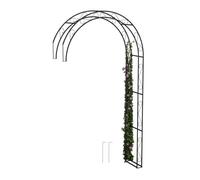 Relaxdays Half Garden Arbour, Metal, HWD: 245 x 130 x 36 cm, Climbing Arch for Plants, Wall-Mounted Rose Archway, Black