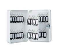 Relaxdays Metal Cabinet, Lockable, 48 Hooks with Key Tags, HWD 25x18x7.5 cm, White, Iron, One Size