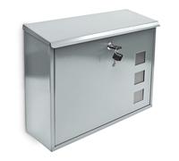 Relaxdays Design Metal Mailbox / Letterbox Window Pattern, Silver