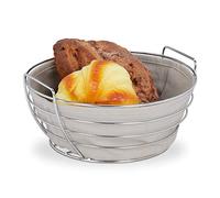 Relaxdays metal lining, round breakfast basket for bread rolls, 23 cm diameter, grey, Iron, 11 x 23 x 23 cm
