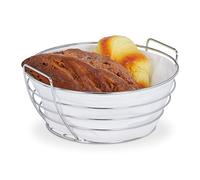 Relaxdays metal lining, round breakfast basket for bread rolls, 23 cm diameter, white, Iron, 11 x 23 x 23 cm