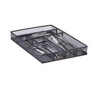 Relaxdays Large Metal Mesh Cutlery Tray, Open Drawer Organizer Insert, L, HWD: 5.1 x 28.6 x 40.6 cm, Black