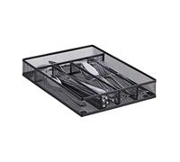 Relaxdays Metal Mesh Cutlery Tray, Open Drawer Organizer Insert, M, HWD: 5 x 23.5 x 31.7 cm, Black