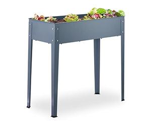 Relaxdays Metal Raised Planter, Narrow, Elevated Herb Box, 80 x 86 x 40.5 cm, Garden, Balcony & Patio, Flowerbed, Grey