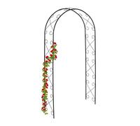 Relaxdays Rose Arch, Metal, HxWxD: 230 x 120 x 39 cm, Garden Archway, Trellis for Climbing Plants, Flower Support, Black, Steel