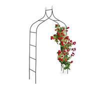 Relaxdays Metal Rose Arch, Garden Arbour, HxWxD: 255 x 140 x 38 cm, Archway, Climbing Support for Plants, Black, Steel