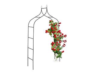 Relaxdays Metal Rose Arch, Garden Arbour, HxWxD: 255 x 140 x 38 cm, Archway, Climbing Support for Plants, Black