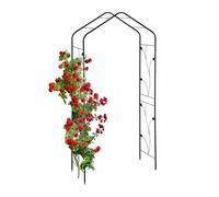 Relaxdays Metal Rose Arch, Garden Arbour, HxWxD: 213 x 106 x 41 cm, Sturdy Climbing Support for Plants, Black, Iron, 202 x 106 x 41 cm