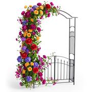Relaxdays Metal Rose Arch with Double Gate, HxWxD: 216 x 140 x 40 cm, Decorative, Black
