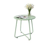 Relaxdays metal side table, weatherproof, indoor & outdoor, round balcony table, 46x44x44 cm, green