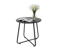 Relaxdays Metal Side Table, Weatherproof Indoor & Outdoor Round Balcony Table, Black, 46 x 44 cm