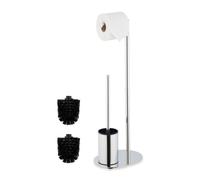 Relaxdays Metal Toilet Roll Holder and Brush Set
