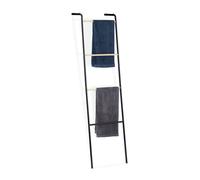Relaxdays Metal Towel Ladder Rack, 4 Rungs for Washcloths & Clothes, Compact, HxWxD 160x40x26 cm, Black, Iron, One Item