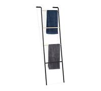 Relaxdays Metal Towel Ladder Rack, 4 Rungs for Washcloths & Clothes, Compact, HxWxD 160x40x26 cm, Black