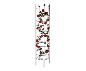 Relaxdays metal trellis, climbing plants growing frame, 180 cm high, decorative design, free-standing, black