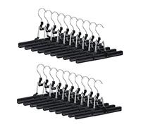 Relaxdays Metal Trouser Hangers Pack of 20, 360° Swivel Hooks, Firm Clamps, Skirt Holders, Rubberized, 26 cm, Black