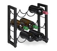 Relaxdays Metal Wine Rack, 9 Bottles, HxWxD: 37 x 35 x 17 cm, Free Standing Holder, Drinks Shelves, Kitchen & Bar, Black, Iron