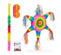 Relaxdays Mexican Star Piñata Set with Confetti