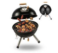 Relaxdays Mini Charcoal Kettle Grill, HxWxD: 41x30.5x32cm, steel, black