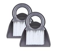 Relaxdays Mini Dustpan and Brush, Set of 2, Tabletop Broom, Cleaning Equipment, Kitchen & Camping, Hanging, Grey/White, 4.5 x 18 x 19 cm